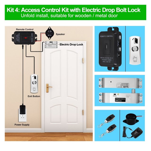 Wireless Access Controller System Kit Remote Control Door Opener Household Electric Lock ,Long Lasting