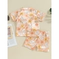 thumbnail image 4 of Satin Pajama Set for Kid Baby Girl Boy Button-up Tops Shorts Sleepwear Nightwear Loungewear Outfits, 4 of 9
