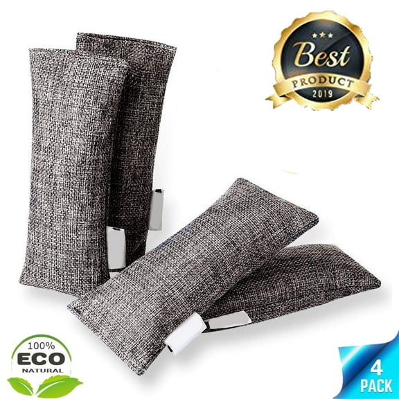 Charcoal Bags (4-Pack, 50 Grams Each) Activated Bamboo Charcoal Deodorizer for Car, Closet, Bathroom, Bedroom