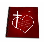 3dRose, Cross, heart, star, Bible quote. Christian Christmas in red, Mini Notepad 4 x 4 inch