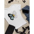 thumbnail image 3 of Half Butterfly Half Daisy T-Shirt Women -Image by Shutterstock, Female Small, 3 of 4