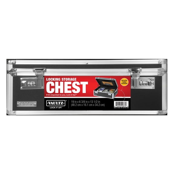 Open Box Vaultz Black Locking Storage Chest with Combination Locks for Dorms