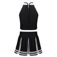 thumbnail image 2 of YONGHS Kids Girls Cheerleading Outfit Sleeveless Tops Pleated Skirt Set 6-16 Black 8, 2 of 7