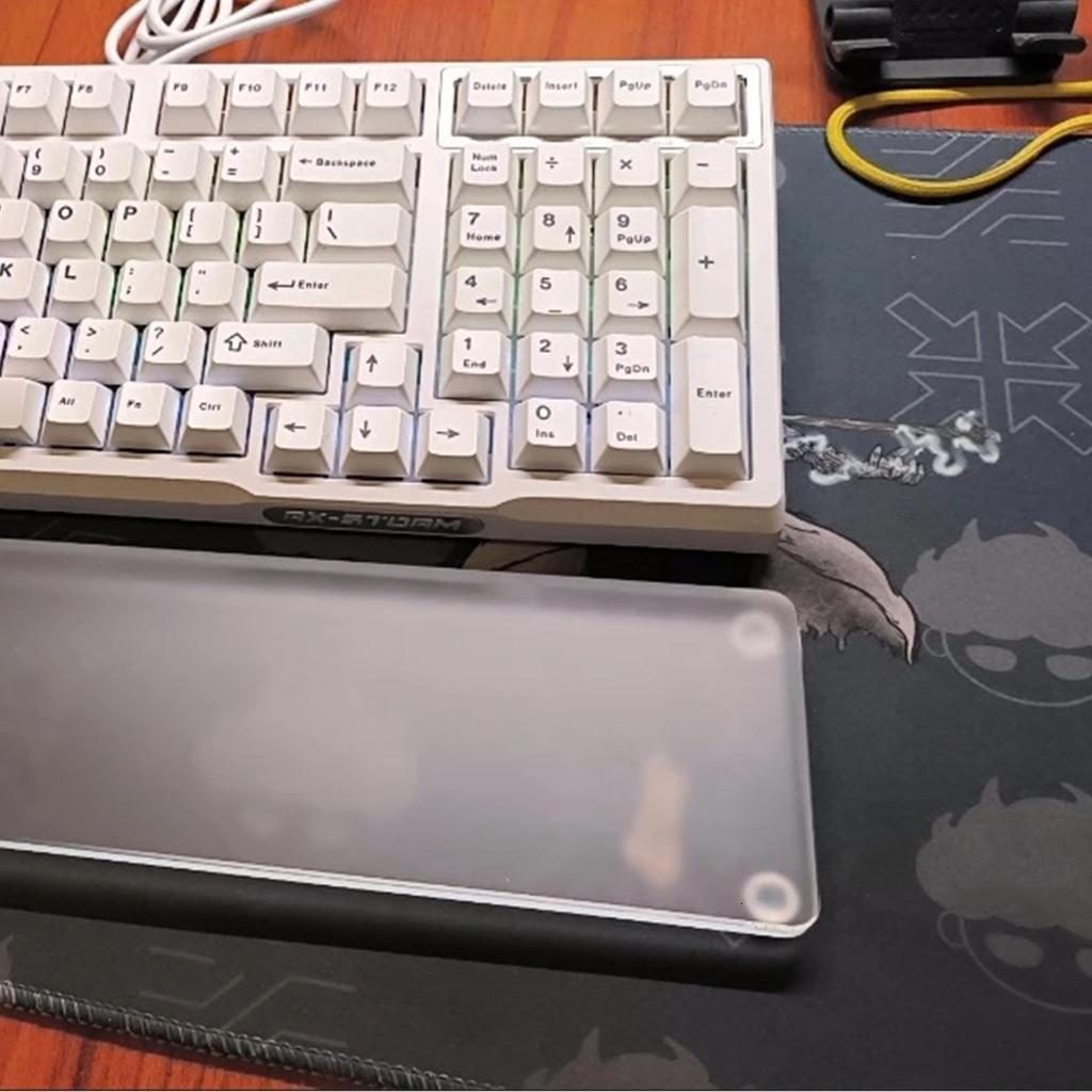 Necvior Acrylic Keyboard Wrist Rest, Transparent Ergonomic Wrist Support Pad for Typists and Gamers, Antislip Base