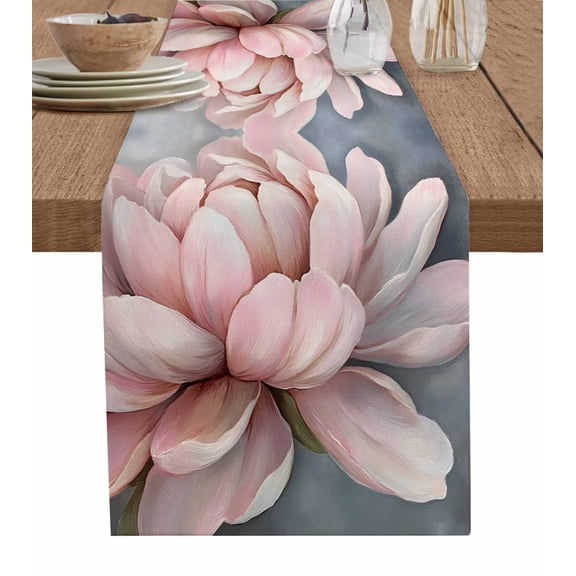 Moroccon Table Runner 120 Inches, Pink Flowers Bed Runner Dresser Scarves Tabletop for Indoor Outdoor Parties/Ceremony/Banquet, 13"x 120"