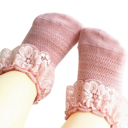 

Multitrust Baby Girls Lace Socks Solid Color Soft Ruffled Anklet for Infant