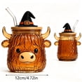 thumbnail image 2 of Cute Halloween-themed Clear Glass Tumbler With Lid Featuring Designs Of A Cow Ghost And A Pumpkin A Large-capacity Kitchen Drinking Glass., 2 of 8