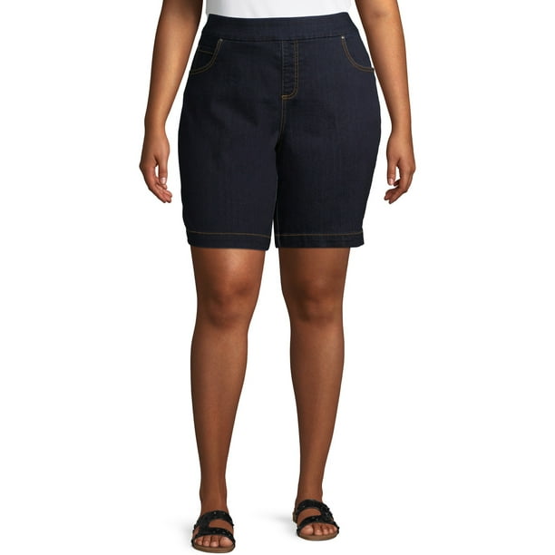 Terra And Sky Terra And Sky Womens Plus Size 5 Pocket Pull On Denim Shorts