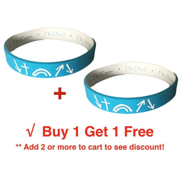 Witness Band Silicone Rubber Bracelet Wristband Lt Blue & White Reversible