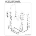 thumbnail image 6 of Kingston Brass KS7790BALBS Heirloom Two-Handle 3-Hole Deck Mount Bridge Kitchen Faucet with Brass Side Sprayer in Matte Black, 6 of 7