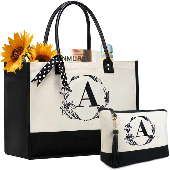 Bolsa de lona con iniciales de BeeGreen para mujer, regalo del Día de la Madre