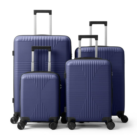 Ktaxon 4-Piece Luggage Set Hardshell Lightweight ABS Carry On Suitcase 360° Spinner Wheels Blue