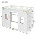 thumbnail image 7 of House Loft Bed with Roof, 2 Windows and Door, Solid Wood Twin Size Loft Bed Frame with Safety Guardrails & Ladder, Multifunctional Playhouse Bed with Underbed Storage, No Box Spring Needed, White, 7 of 7