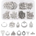 thumbnail image 2 of 1Box 72Pcs 12 Styles Filigree Connector Charms Flower Alloy Hollow Links Teardrop Square Oval Moon Shape Filigree Metal Embellishments for Crafts Supplies Antique, 2 of 9