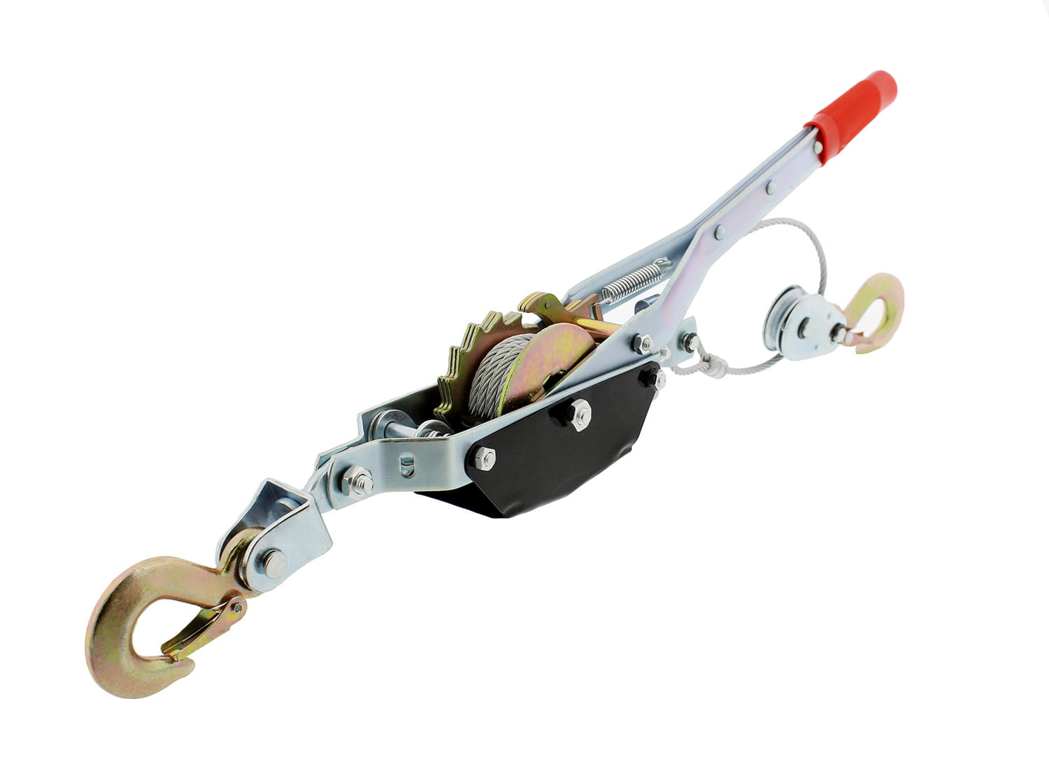 Come Along Cable Puller Tool ABN Heavy-Duty Hand Puller with Cable Rope 2 Ton Capacity 2 Hooks 1 Single Gear 