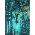 thumbnail image 1 of Ahgly Company Machine Washable Indoor Rectangle Oriental Turquoise Blue Industrial Area Rugs, 2' x 4', 1 of 4