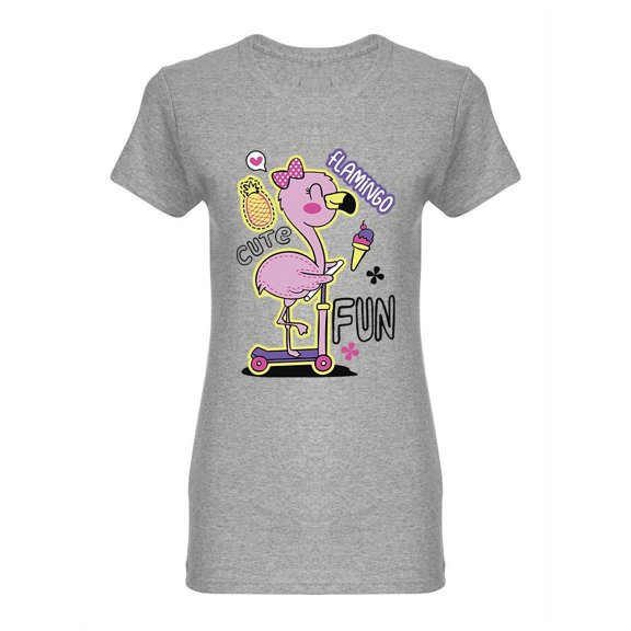 Happy Flamingo Shaped T-Shirt Women -Image by Shutterstock, Female Large