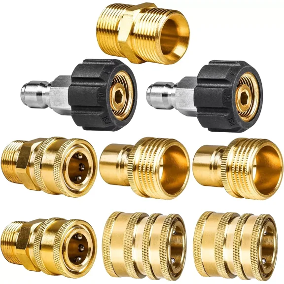 9Pc Pressure Washer Adapter Set Quick Disconnect Kit M22 Swivel to 3/8'' Connect