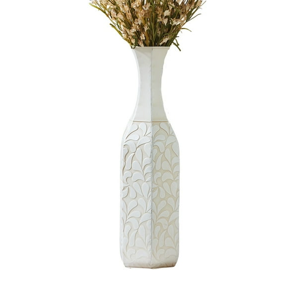 HomeMagic, 19.75" x 5" Antique Cream Decorative Vase with Scallop Detail