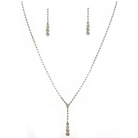 Wedding Jewelry Set Silver Teardrop Necklace Earrings Wedding Jewelry Set Silver Teardrop Necklace Earrings