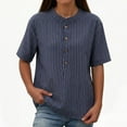 thumbnail image 5 of Asxite Womens Tops Plus Size Short Sleeve Solid Color Round Neck Casual Blouse, 5 of 5