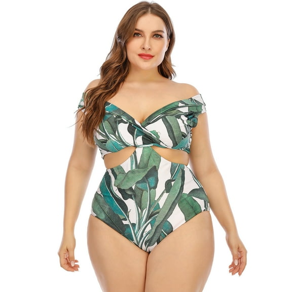 Fesfesfes Swimsuit for Women Women Plus Size V-Neck One-piece Swimsuit Bikini Beachwear Swimwear