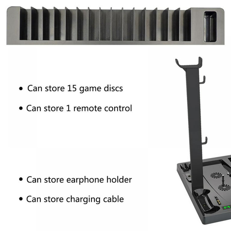 PS5 Stand Cooling Fan Station for Playstation 5/PS5 Slim/PS6 Pro, OIVO PS5  Pro Vertical Stand EXT Port Charger Dock Station and 15 Game Slots 