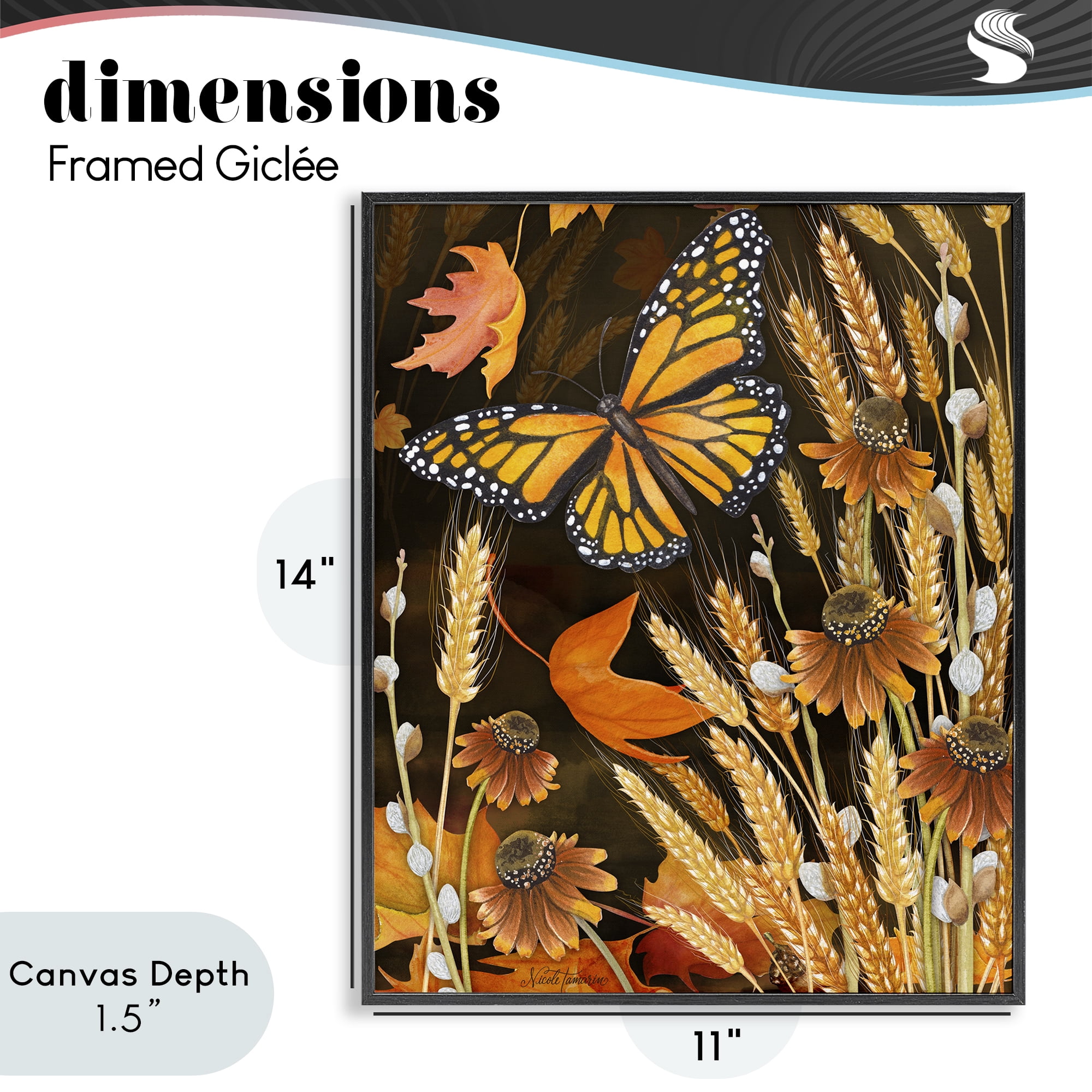 Stupell Industries Fall Motif Midnight Garden Black Framed Giclee Art, design by Nicole Tamarin