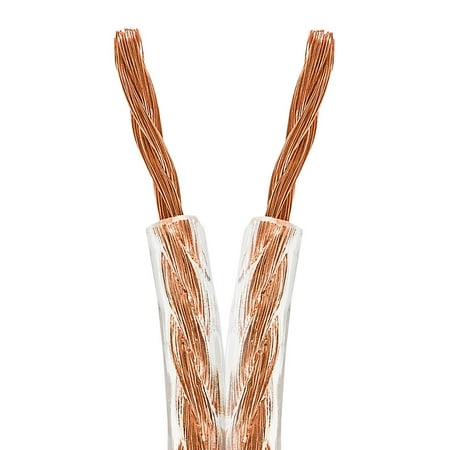 Cmple - 16AWG Clear Jacket Compact Speaker Wire Cable - 100ft