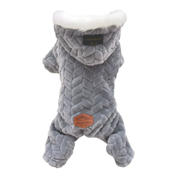 Plush Dog Pajamas for Cold Weather 4 Legged Clothes for Dog Cat Stretchy Puppy Kitten Onesie with Buttons Warm Soft Pet Jumpsuit Winter Coat