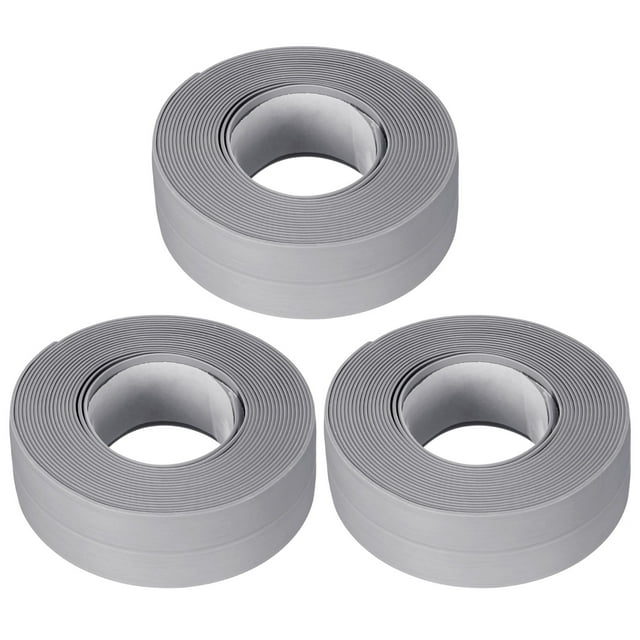 Cinta de sellado autoadhesiva impermeable Uxcell para cocina y baño, gris, 0.87" 3 piezas
