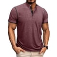 thumbnail image 2 of Usted Es Más Que una Prueba de Puntuación de la Camisa de los Hombres de Color Sólido Se Levantan Cuello Blusa, Casual de Manga Corta Botón de los Hombres Camisas con Mezcla Suave de Viscosa, Ligero, 2 of 7