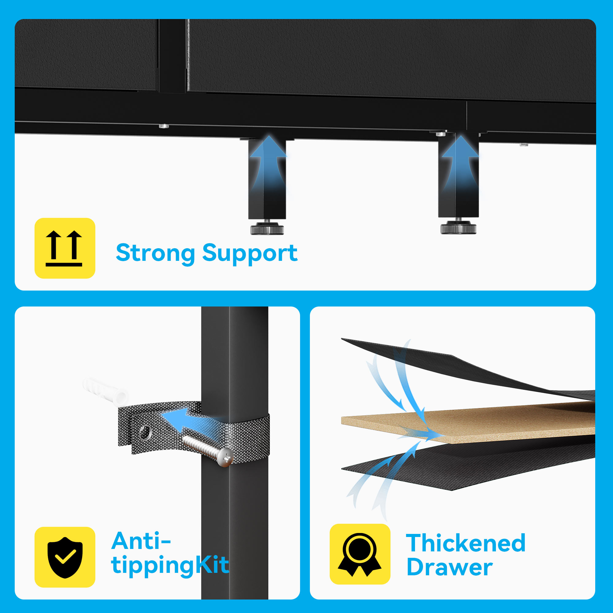 Casacomoda 87" TV Stand for TVs up to 65", Black photo 7