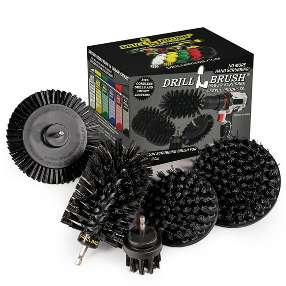 Drill Brush Power Scrubber by Utile Products - Ensemble de 5 Brosses de Nettoyage Ultra Rigides Noires - Brosse en Métal pour Alternative de Perceuse - Brosse pour Grill Sans Fil