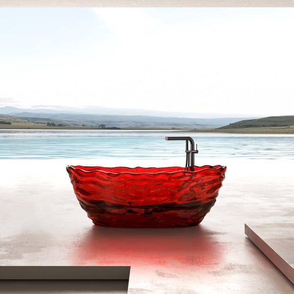 Vanity Art 69” x 30” Oval Shaped Stone Resin Freestanding Bathtub, Contemporary Design Soaking Tub with Polished Chrome Pop Up Drain