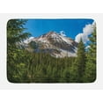 thumbnail image 1 of Mt Rainier Bath Mat, Scenic Photo Picturesque Forest Trees Snowy Mountain and Open Sky, Plush Bathroom Decor Mat with Non Slip Backing, 29.5" X 17.5", Multicolor, by Ambesonne, 1 of 2