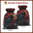 thumbnail image 2 of Rocae Red Moon Shark Sailboat Print Christmas Drawstring Linen Gift Bag with Drawstrings Treat Bag Goody Present Bags for Christmas Party Favor, 2 of 8