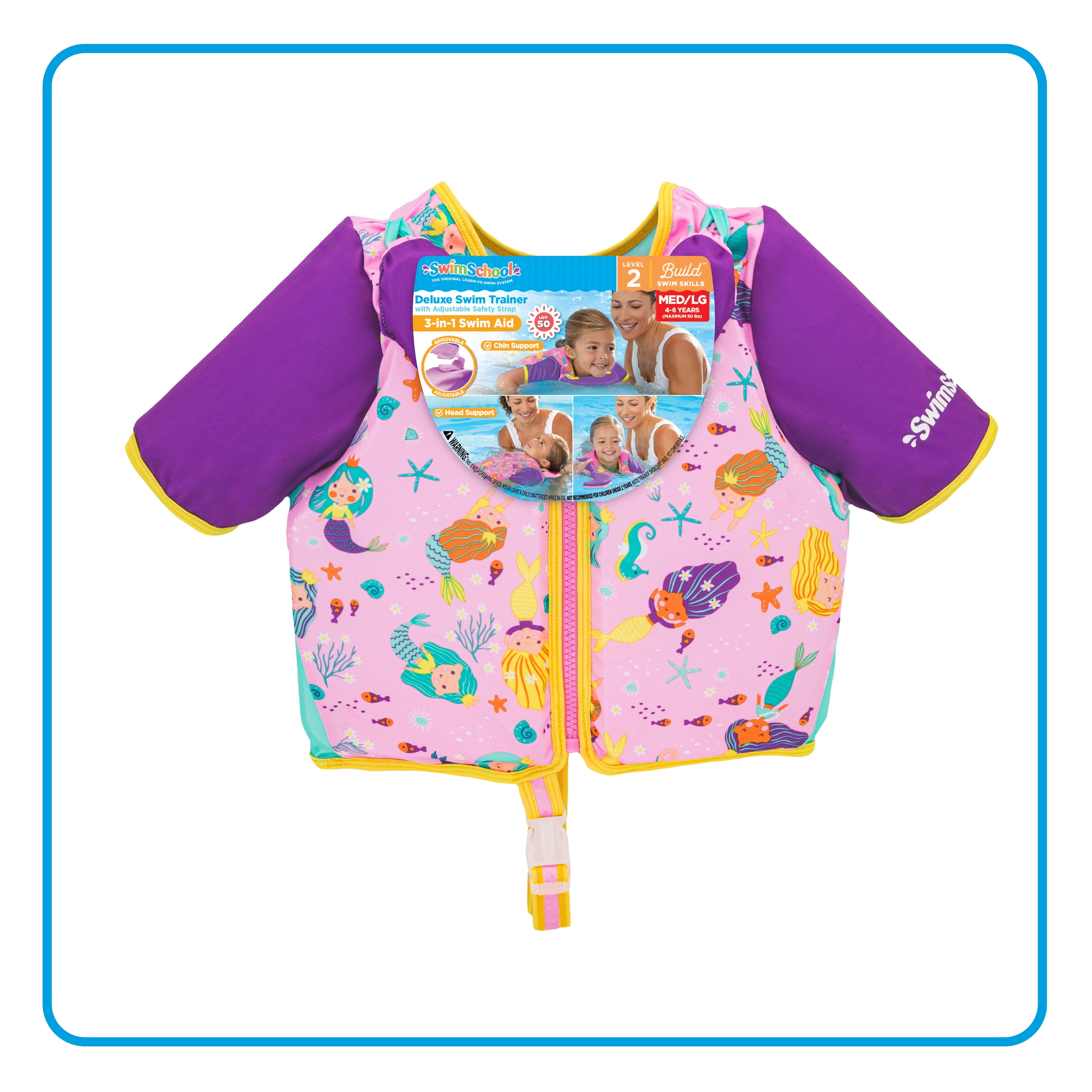SwimSchool Swim Trainer Vest for Kids, MediumLarge with Swim Collar
