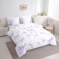 thumbnail image 3 of Manfei Dreamy Purple Bow Twin Bedding Sets 7-Piece for Kids, Watercolor Bow-tie Ribbon Bedding Comforter Set, Cartoon Bowknot Reversible Sheet Sets, Super Cozy Room Decor, 3 of 7