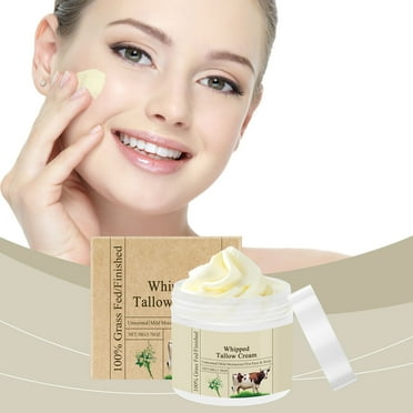 Tallow Face Moisturizer, Beef Tallow Balm,100% Unscented Organic Grass Fed Finished Whipped Tallow Face Cream Moisturizer Balm for Sensitive Redness Skin Care 1.78 Oz
