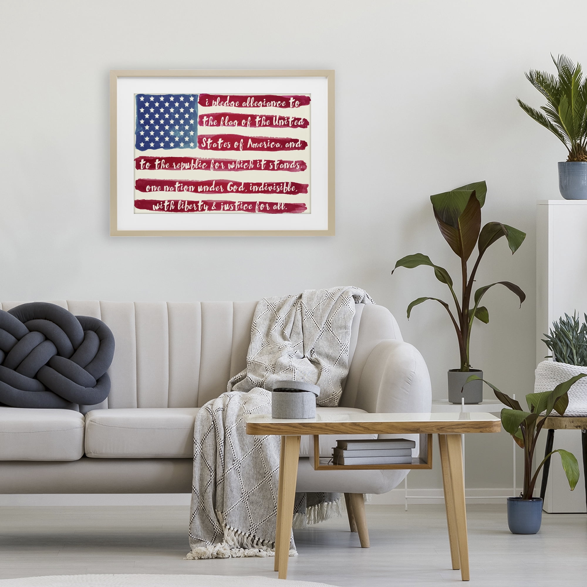 Stupell Industries Pledge Of Allegiance Flag Stripes Birch Framed Print Under Glass, design by Sophie 6
