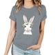 thumbnail image 2 of Pantalones Cortos para las Mujeres Sexy Pascua Moda Impresión Cuello Redondo Tee, Poliéster Ligero Casual Top para Primavera Verano Diario, Blusa de Suéter, 2 of 4