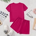 thumbnail image 6 of Fnooota Girls Summer Outfit Sets, Short Sleeve Casual 2 Piece Summer Kids Clothing Sets Hot Pink Size 10-12, 6 of 7