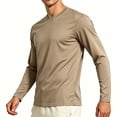 thumbnail image 2 of Men's Basic Athletic Long Sleeve T Shirt Comfort Lightweight Active Sports Shirts Basketball Jogging Workout Khaki XL, 2 of 5