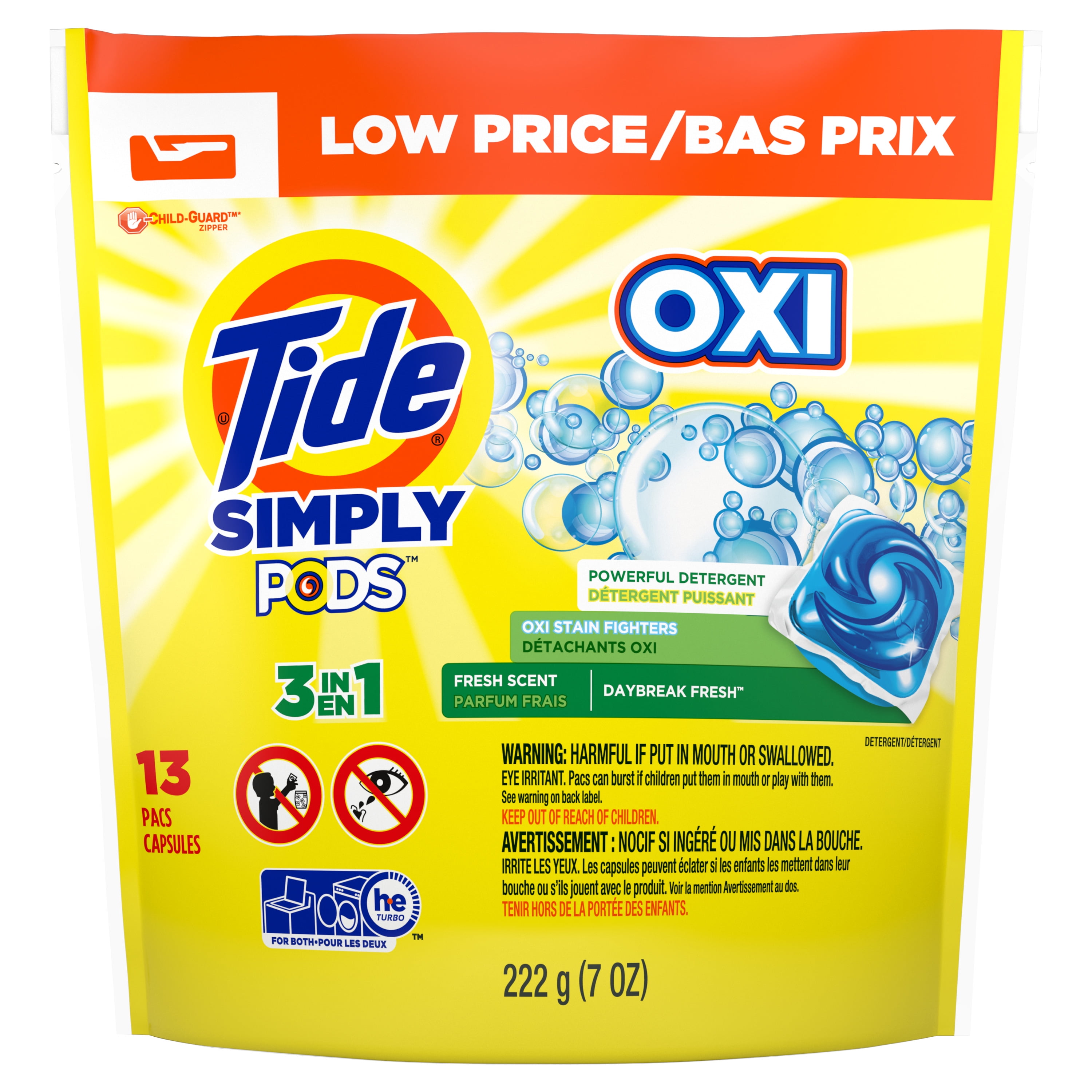 Tide Simply PODS +Oxi Liquid Laundry Detergent Pacs, Daybreak Fresh, 13