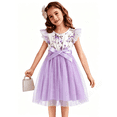 thumbnail image 3 of Lanbubble Girls Floral Tulle Dress Flutter Sleeve Tutu Princess Party Dress 3-7 Years, 3 of 10