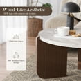thumbnail image 5 of FOROUTIA Round Coffee Table with Faux Marble Top,Modern Walnut Legs Living Room Table, 5 of 8