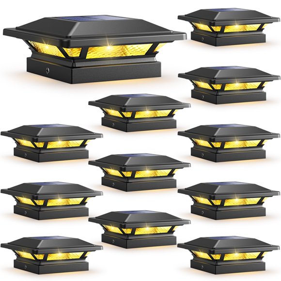 Luces solares tipo poste Siedinlar 4x4, 16 LED, 2 modos, resistentes al agua