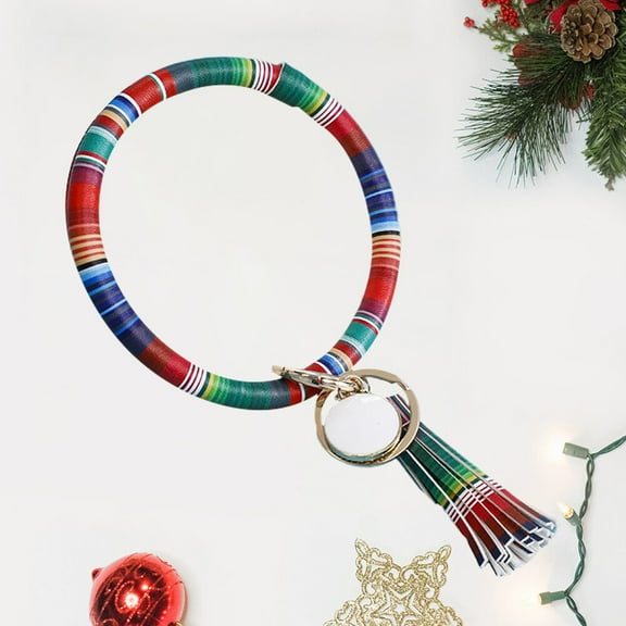 WRISTBIQUE 1Pack Colorful Keychain Metal And Leather Bracelet For Christmas present