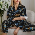 thumbnail image 6 of Fotbe Space Rockets Pattern Long Sleeve Pajama Set for Women,Sleepwear Set,2-piece Loungewear Set,Soft PJs Comfy Nightwear with Pockets -Medium, 6 of 7